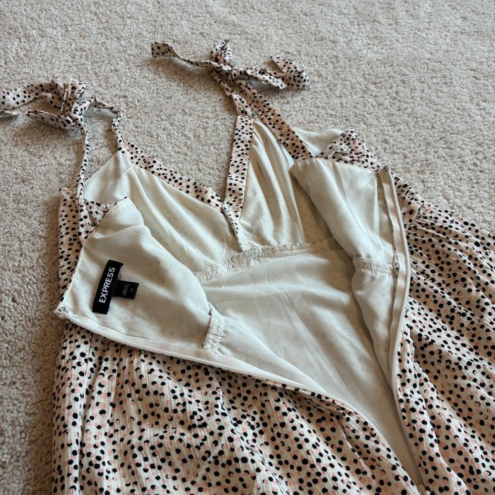 Express Cream/Black/Pink Adjustable Straps Maxi Summer Dress - Picture 9 of 15